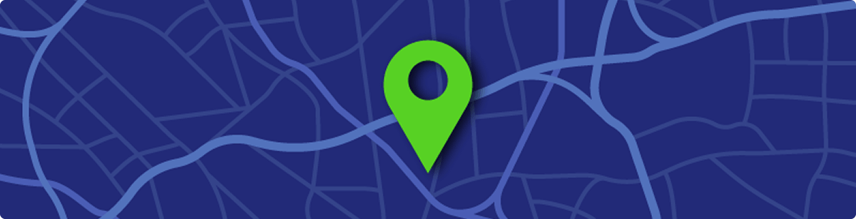 Illustrative map graphic Illustrated map graphic with a green location pin, representing the SYFOVRE practice finder tool